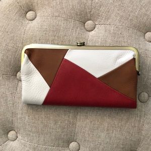 HOBO Lauren wallet in Toffee, Cream and Red Color-Blocked in Like New Condition